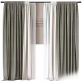Gray And White Textured Double Layer Curtains For Elegant Home Window Decor 3d model