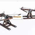 Ancient Siege Weapons Wooden Catapults With Metal Components And Sturdy Stands