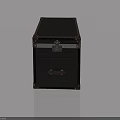 Black Swing Door Storage Chest With Metal Hardware And Rivet Design