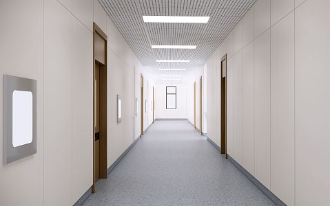 Modern aisle hospital corridor 3d model