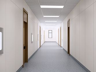 Modern aisle hospital corridor 3d model