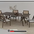 Modern Wooden Dining Table Set With Woven Back Chairs And Light Cushions On Woven Rug