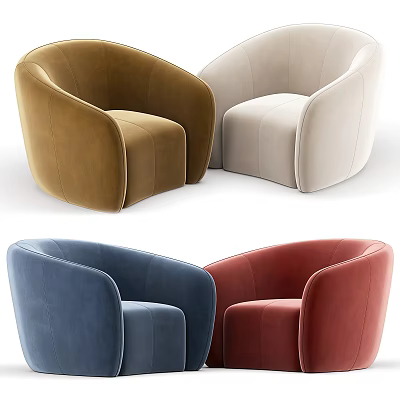 Modern Accent Chairs In Multiple Colors With Velvet Upholstery And Curved Design 3d model
