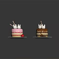 Pink and Brown Cakes with White Rabbit Decorations Striped Straws Strawberry and Chocolate