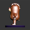Cute Orange Cartoon Pig With Red Horns Pink Nose White Tusks Purple Base