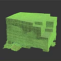 Stacked Gray Bricks Equipment Secured With Green Straps On Wooden Pallets And Broken Cardboard