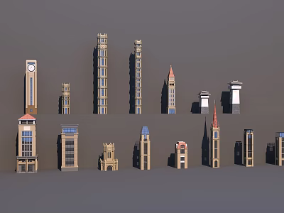 Collection of Various Tower Designs With Different Architectural Styles And Features 3d model