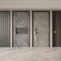 Modern Home Security Doors With Multiple Styles Grid Pattern Marble Texture And Dark Design 3d model