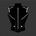 Futuristic Black Sleeveless Vest With Central Zipper And White Accent Lines