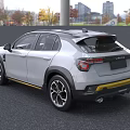 White Crossover Car With Black Roof And Yellow Front Accents Modern Design