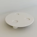 White Round Coffee Table With Three Circular Holes And Minimalist Modern Style