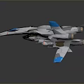 Futuristic Gray And Blue Fighter Jet Model With Sleek Design Multiple Engines And Wings