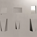White Wall Lamps With Various Geometric Shapes On Light Colored Wall And Lighting Effects