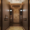 Luxurious Modern Elevator Interior Design With Marble Wall And Metal Accents 3d model