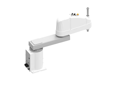 Industrial Mechanical Arm Equipment With White Structure Stable Base And Extended Arm 3d model