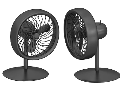 Black Table Fans With Modern Design And Metal Grille For Home Cooling Use 3d model