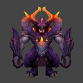 Fierce Purple Demon Monster With Glowing Orange Horns And Armored Body