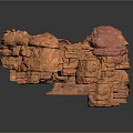Red Layered Rock Landscape Structure With Cave Like Sections And Rockery Elements