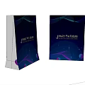 Elegant Shopping Bags With Dark Blue Background Wavy Lines Purple Dots Create The Future Text