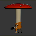 Red Umbrella Shaped Mushroom with White Spots Edible Food Visual Concept