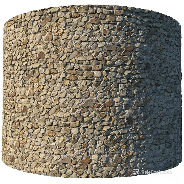 Cylindrical Stone Structure With Irregular Stones Natural Texture And Tight Arrangement 3d model 
