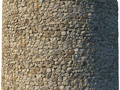 Cylindrical Stone Structure With Irregular Stones Natural Texture And Tight Arrangement 3d model