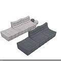 Modern Light and Dark Gray Sectional Sofa with Tufted Cube Design and Modular Details 3d model