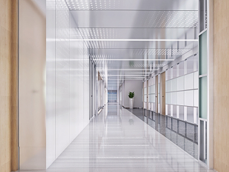 Modern Corridor Office Walkway 3d model