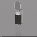 Modern Black Swing Door Cabinet With Round Mirror And Cylindrical Design