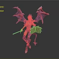 Fantasy Mythical Character 3D Render With Purple Blue Wings Weapon And Scroll