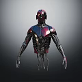 Intelligent Machine With Sleek Red Black Metallic Body And Complex Armor Design