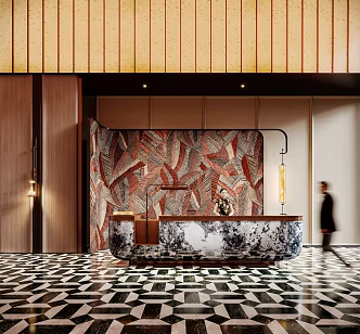 Modern Front Desk Modern Hotel Front Desk Hotel Lobby Company Front Desk Light Luxury Hotel 3d model