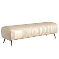 Ivory Vertical Tufted Ottoman With Gold Metal Legs Modern Style Design