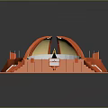 Orange Scenic Architectural Structure Model With Dome Circular Ring Platform Staircase And Geometric Details 3d model