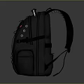 Durable Practical Black Backpack With Red Accents Multiple Pockets And Zippers
