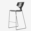 Modern Black Bar Stools With Metal Frame Shown From Different Angles 3d model