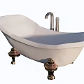 Classic Free standing White Bathtub With Brass Feet And Silver Faucet