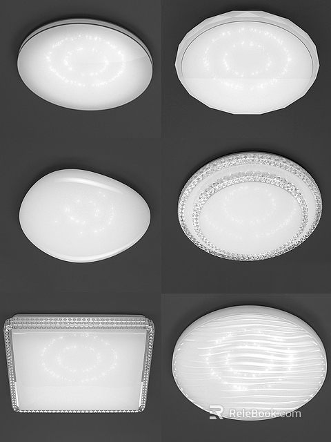 Decorative Ceiling Lights Featuring Oval Round Crystal Decorated Square And Wavy Texture Styles 3d model 