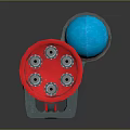 Sci Fi Weapon Design With Red Cylinder Purple Components Silver Accents And Blue Glowing Part