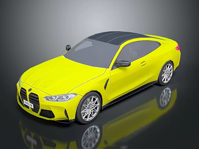 Sleek Yellow Car With Black Roof And Silver Wheels Modern Design 3d model