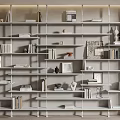Light Gray Modern Open Shelf Bookcase with Books Photo Frames and Decorative Vases