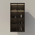 Sleek Modern Decorative Cabinet With Multiple Shelves And Illuminated Animal Figurines