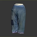 Casual Blue Patched Trousers with Purple Cuffs for Daily Use
