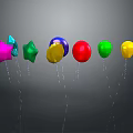 Colorful Star Shaped And Round Balloons With Shiny Surfaces In Various Bright Colors