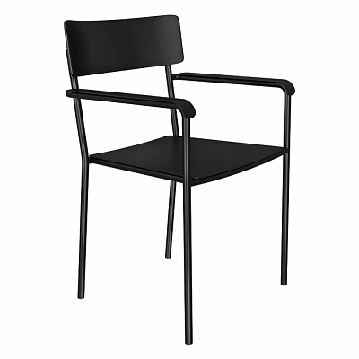 Black Chair With Metal Frame Armrests And Modern Sleek Design 3d model