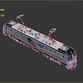 Detailed Electric Train Model With American Flag Red Pantographs And Gray Background