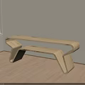 Modern Unique Curved Shape Wooden Stool In Room With Wooden Floor White Wall And Window