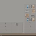 White Office Filing Cabinets With Drawers Glass Doors And Organized Folders