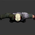 3D Model Character With White Hair Red Scarf Green Coat Blue Pants And Metal Arm Guards