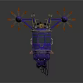 Purple Cosmic Space Airship with Multiple Propellers and Futuristic Structural Design